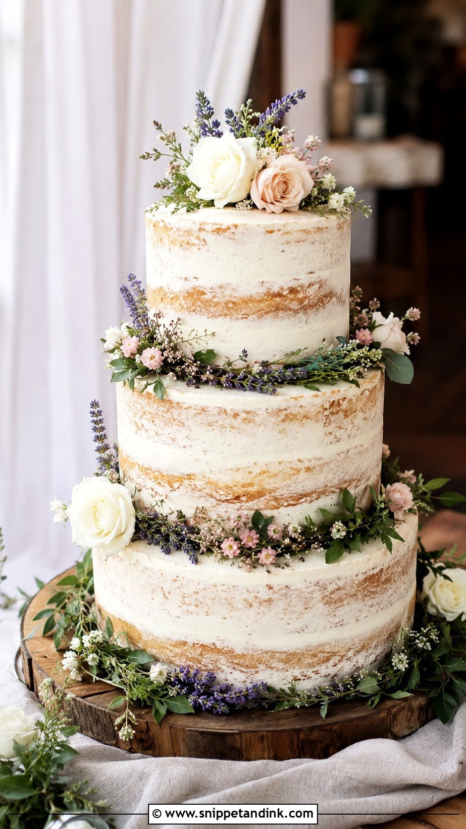 Semi Naked Floral Wedding Cake - Snippet and Ink - 20 Simple Floral Wedding Cake Ideas