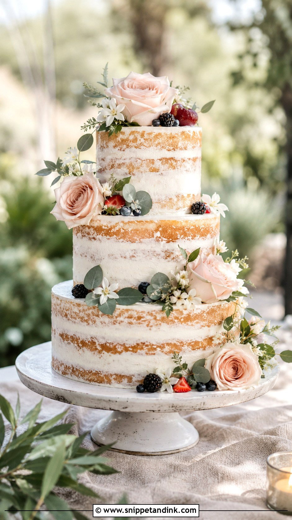 Semi Naked Floral Wedding Cake - Snippet and Ink - 20 Floral Wedding Cakes