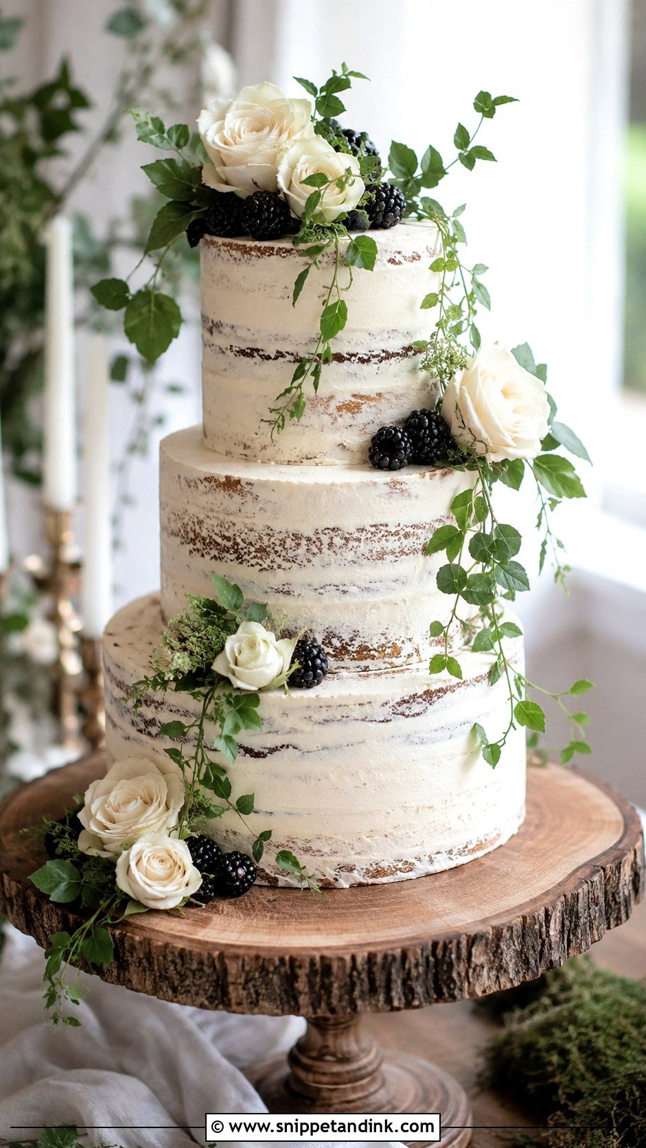 Semi Naked Forest Wedding Cake - Snippet and Ink - 20 Forest Inspired Wedding Cake Ideas