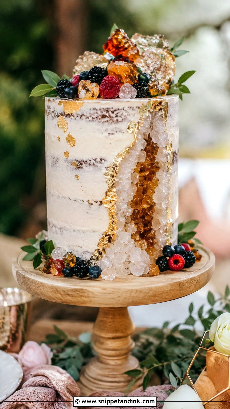 Semi Naked Geode Wedding Cake - Snippet and Ink - 30 Geode Wedding Cakes