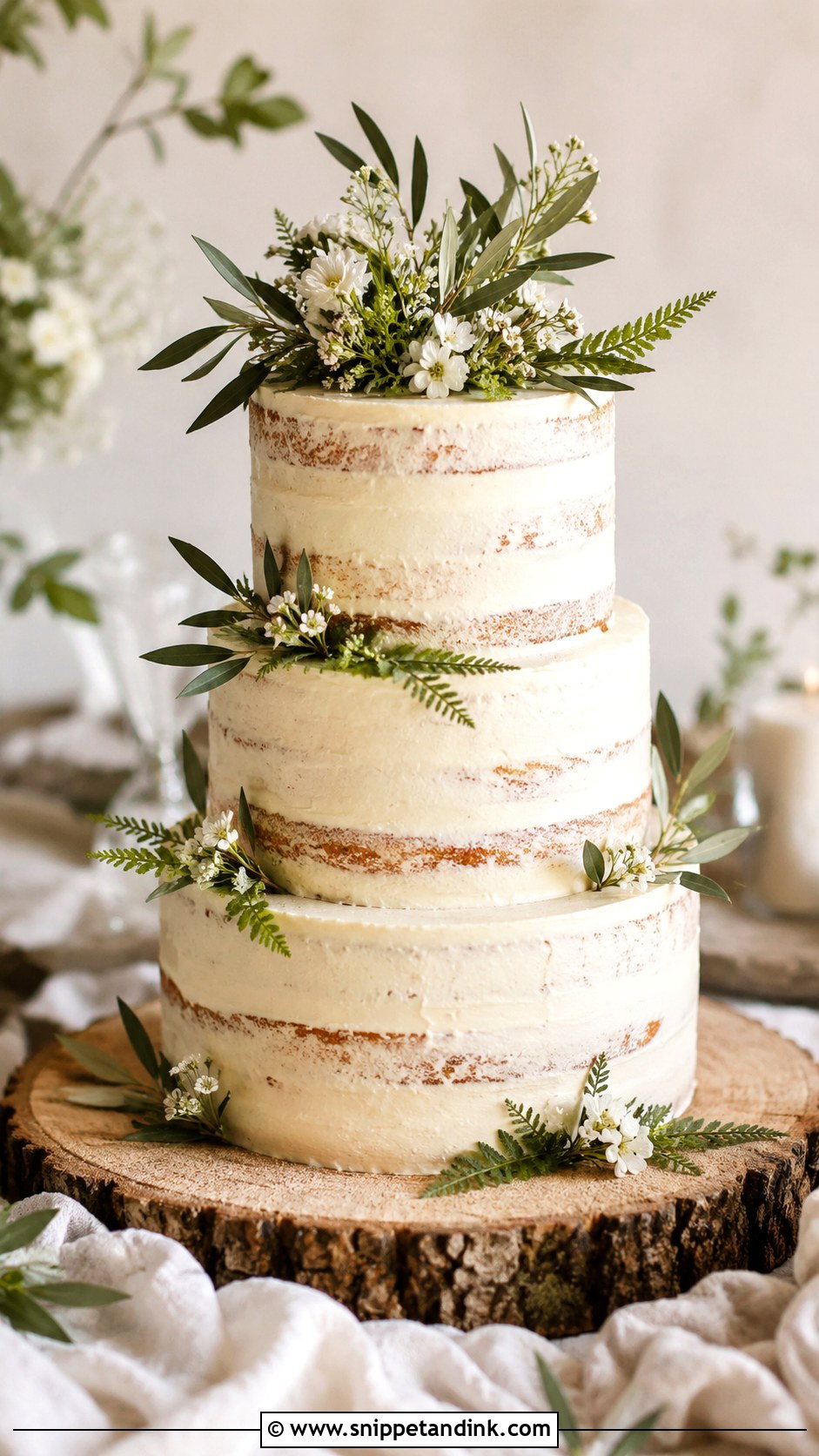 Semi Naked Greenery Wedding Cake - Snippet and Ink - 25 Rustic Greenery Wedding Cake Ideas