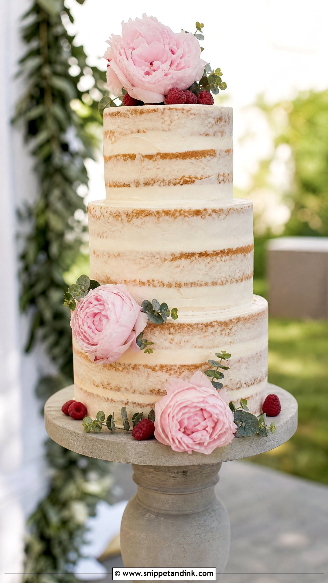 Semi Naked Peony Wedding Cake - Snippet and Ink - 25 Peony Cake Ideas for Wedding