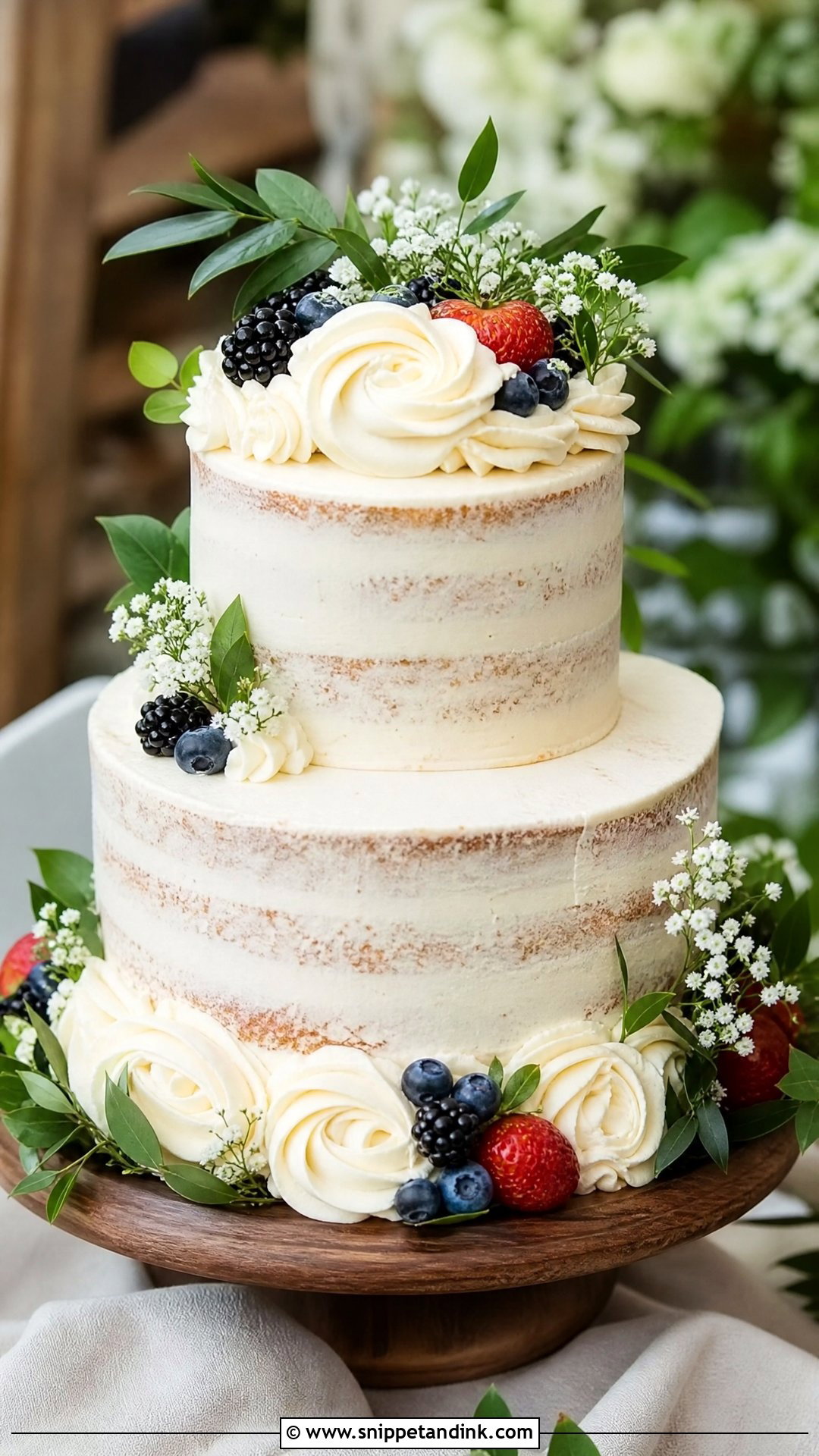 Semi Naked Rosette Wedding Cake - Snippet and Ink - 30 Rosette Cake Ideas for Wedding