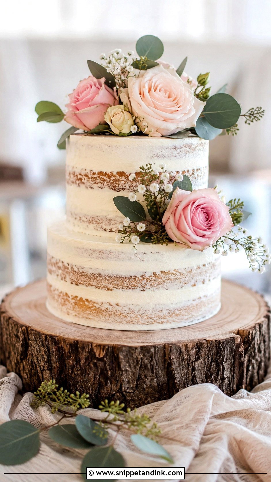 Semi Naked Rustic Wedding Cake - Snippet and Ink - 20 Rustic Wedding Cake Inspiration