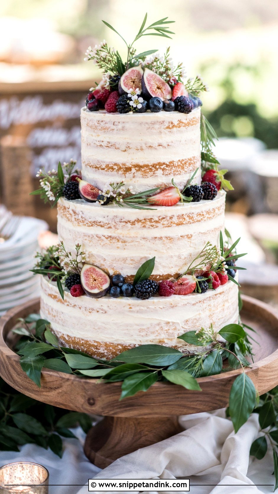 Semi Naked Tiered Wedding Cake - Snippet and Ink - 30 Tiered Wedding Cake Ideas
