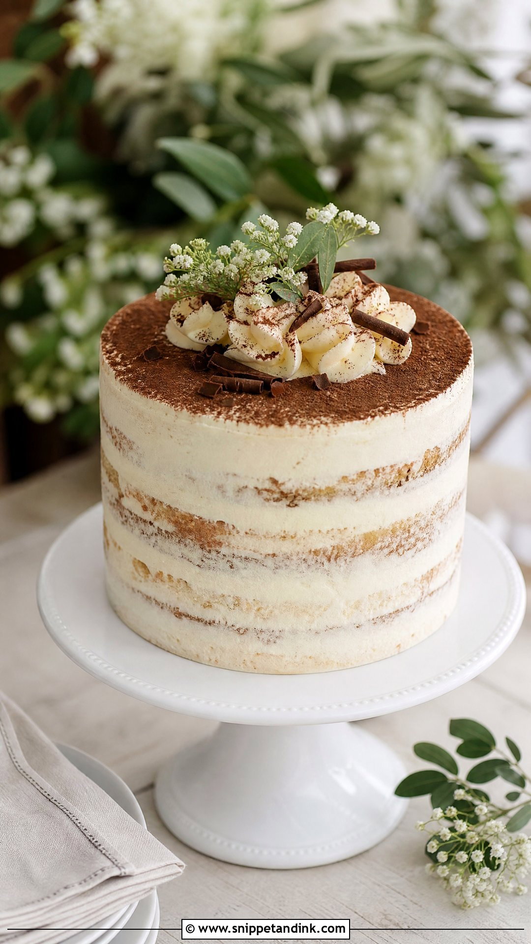 Semi Naked Tiramisu Wedding Cake - Snippet and Ink - 25 Tiramisu Wedding Cake Ideas