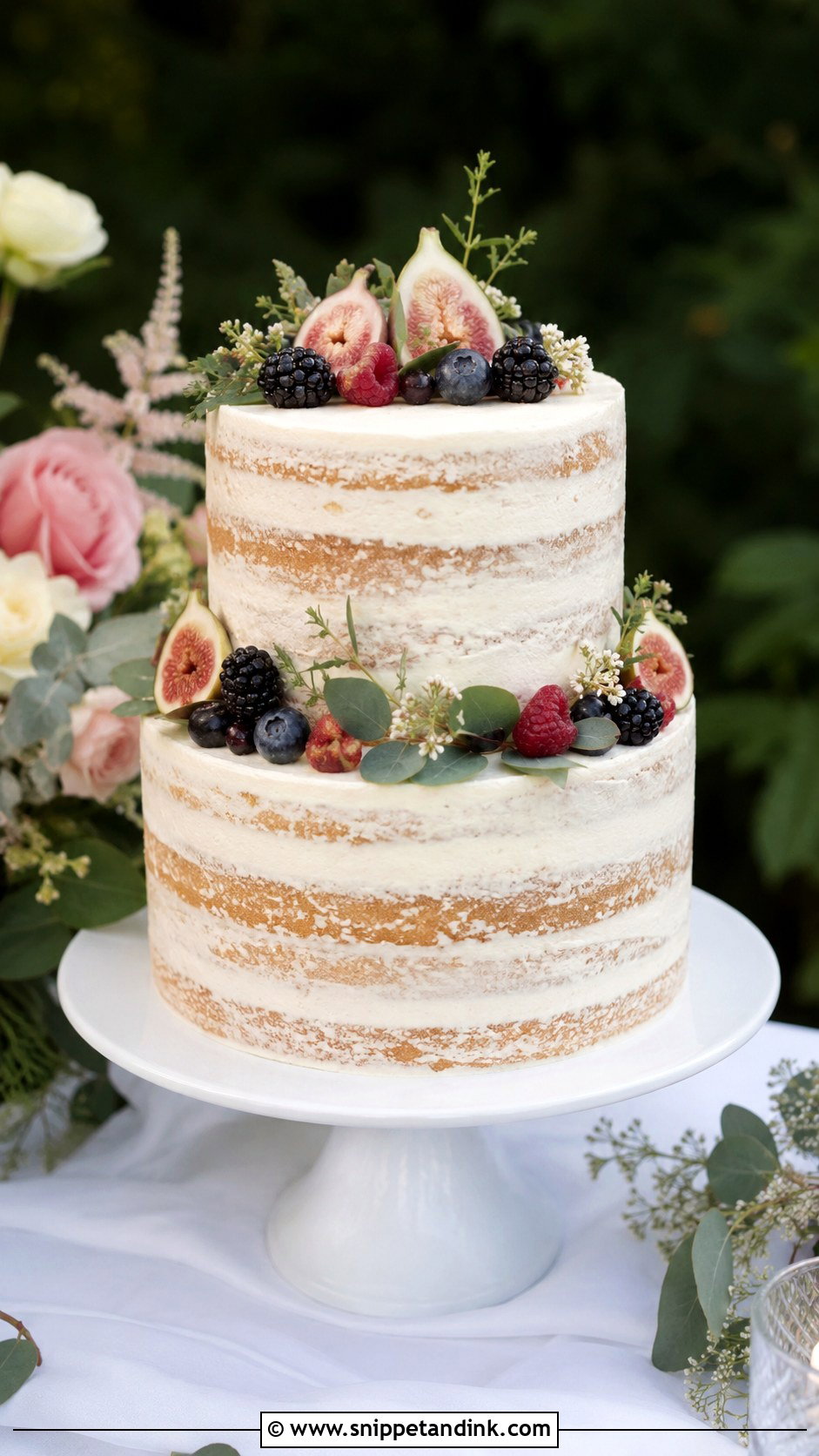 Semi Naked Two Tier Buttercream Wedding Cake - Snippet and Ink - 30 Simple Buttercream Two Tier Wedding Cake Ideas