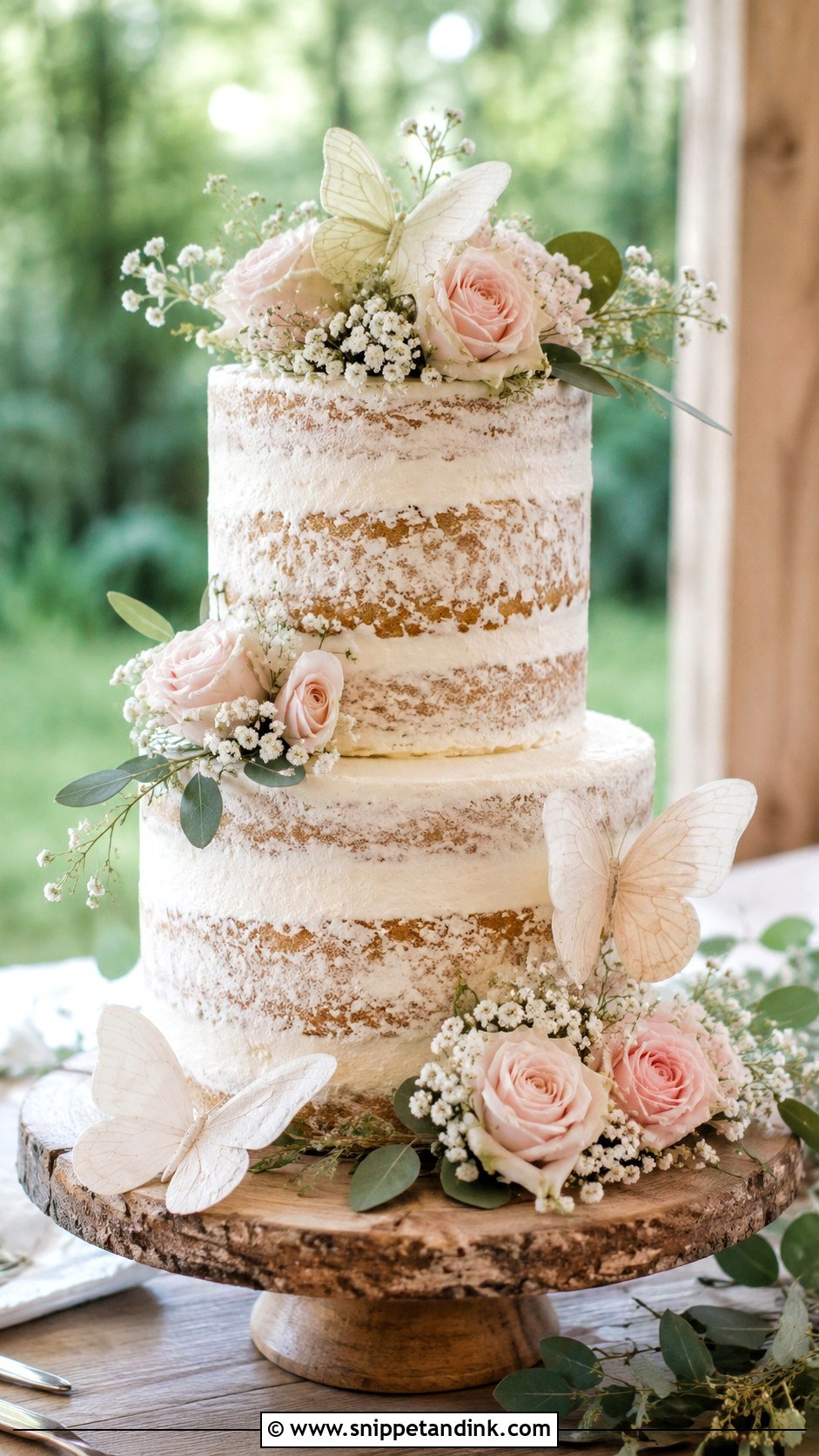 Semi Naked Two Tier Butterfly Wedding Cake - Snippet and Ink - 20 Two Tier Butterfly Cake Ideas for Wedding