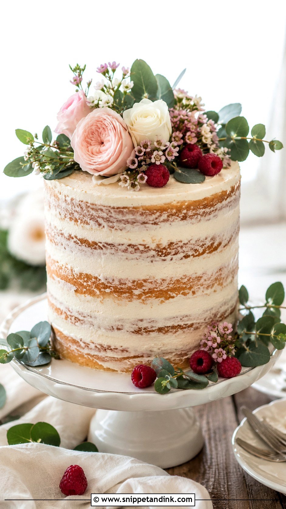 Semi Naked Victoria Sponge Wedding Cake - Snippet and Ink - 20 Rustic Victoria Sponge Wedding Cake Ideas