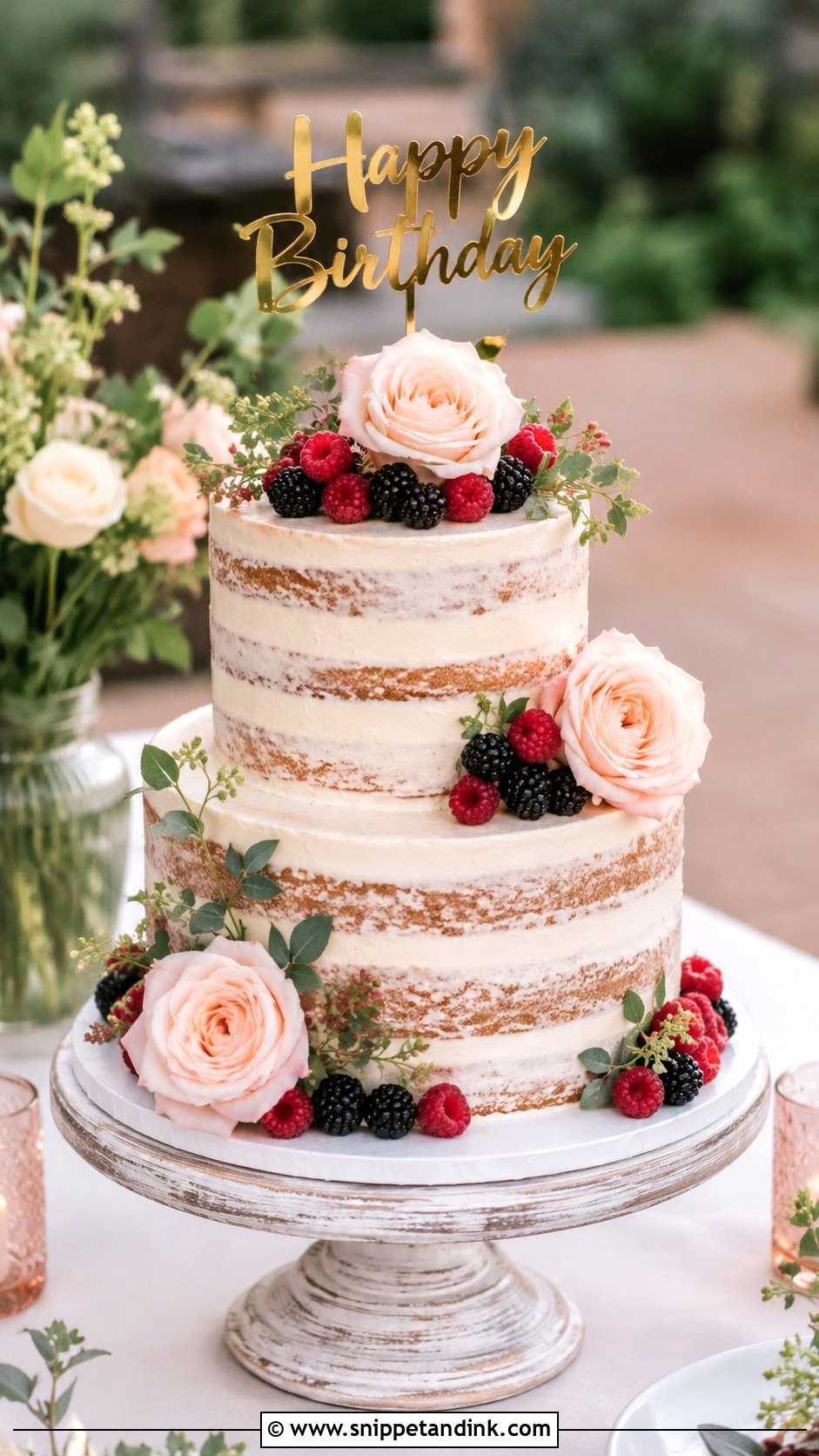 Semi Naked Wedding Birthday Cake - Snippet and Ink - 20 Wedding Birthday Cake Ideas