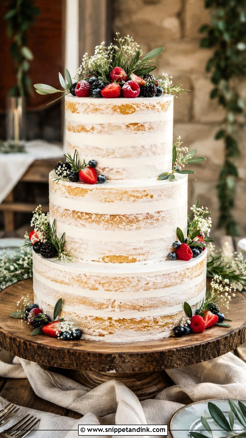 Semi Naked Wedding Cake - Snippet and Ink - 20 Side Cake Designs for Wedding