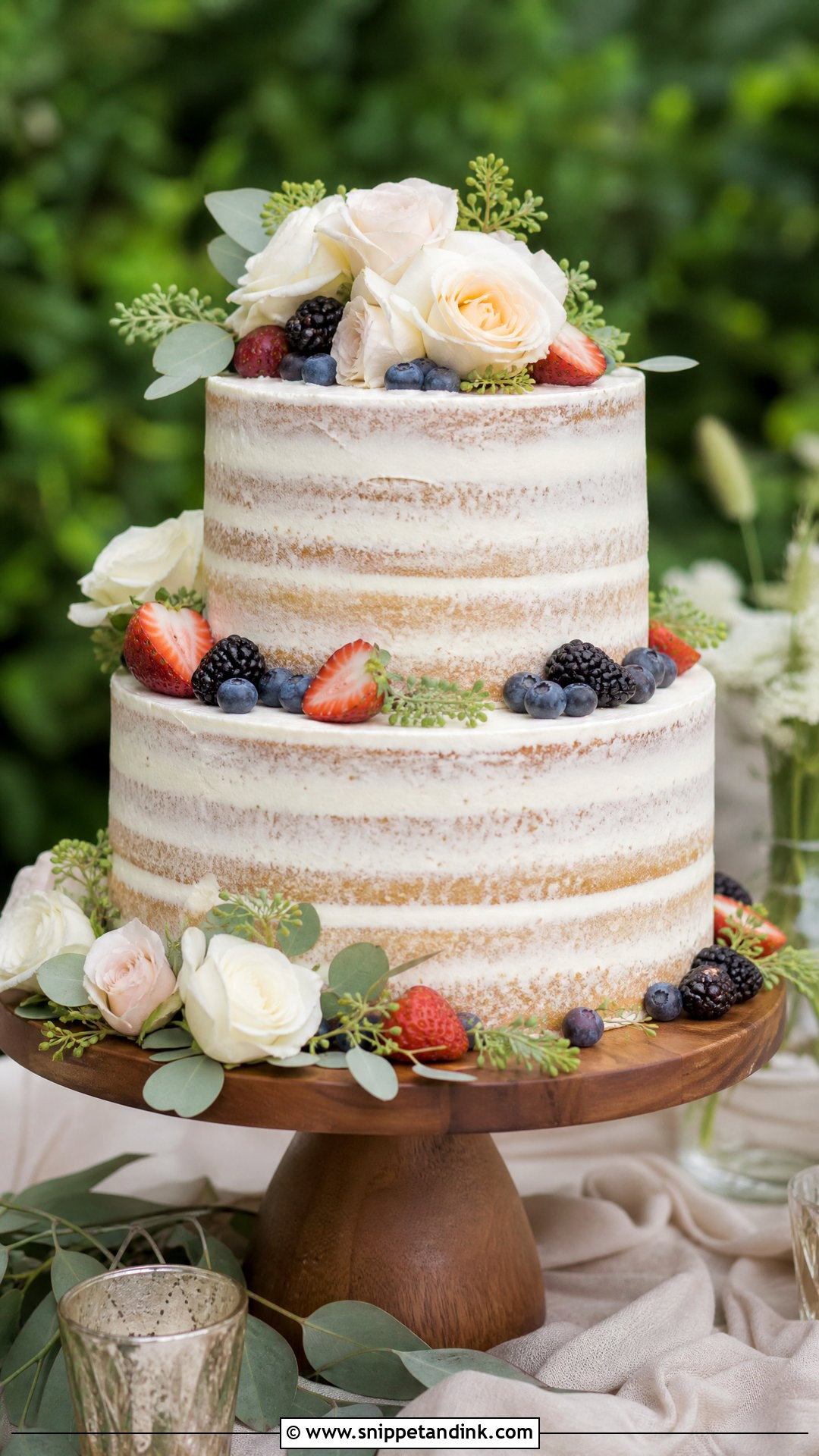 Semi Naked Wedding Cake - Snippet and Ink - 20 Simple Elegant Wedding Cake Ideas
