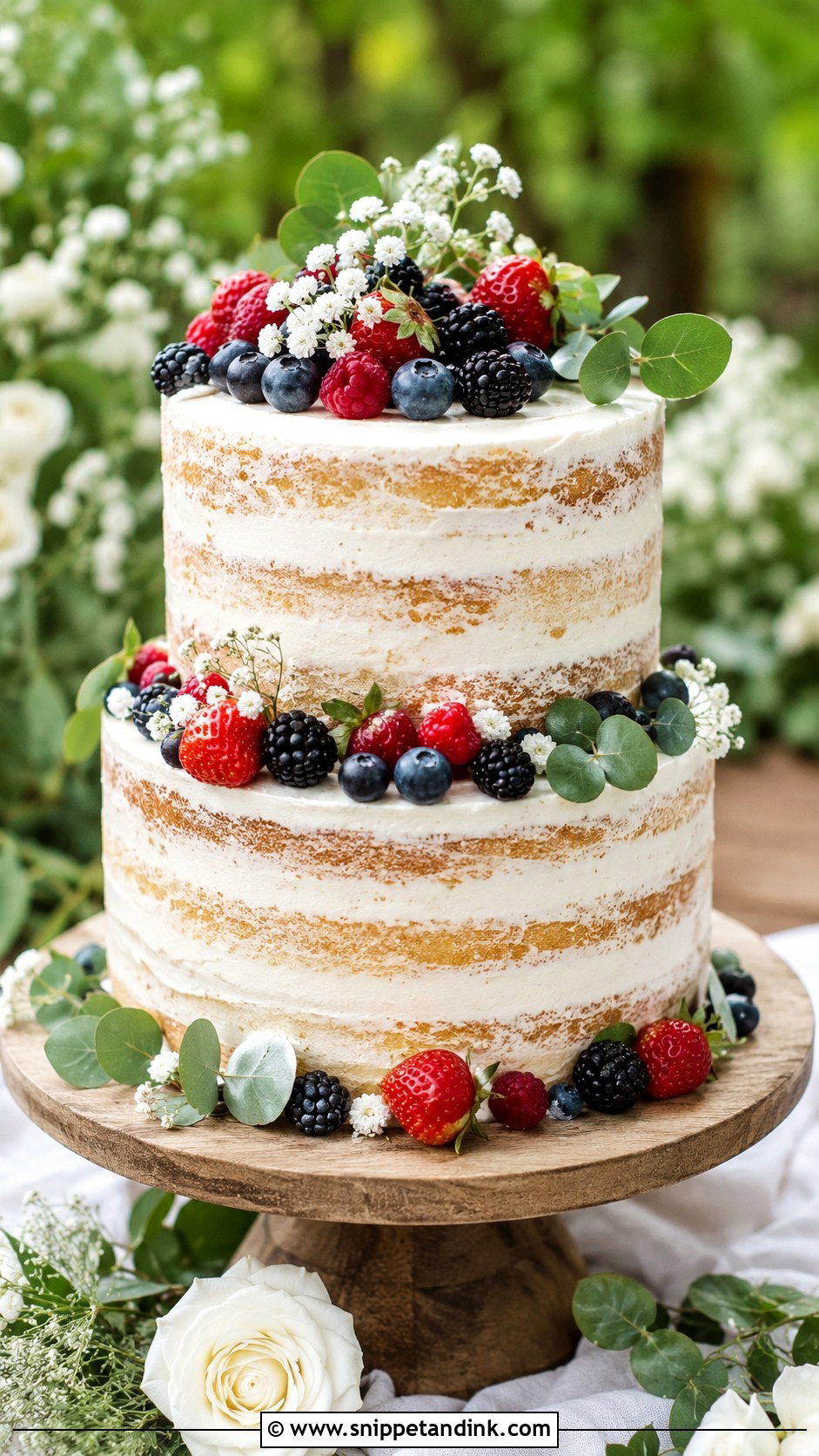Semi Naked Wedding Cake - Snippet and Ink - 20 Simple Wedding Cake Decor Ideas