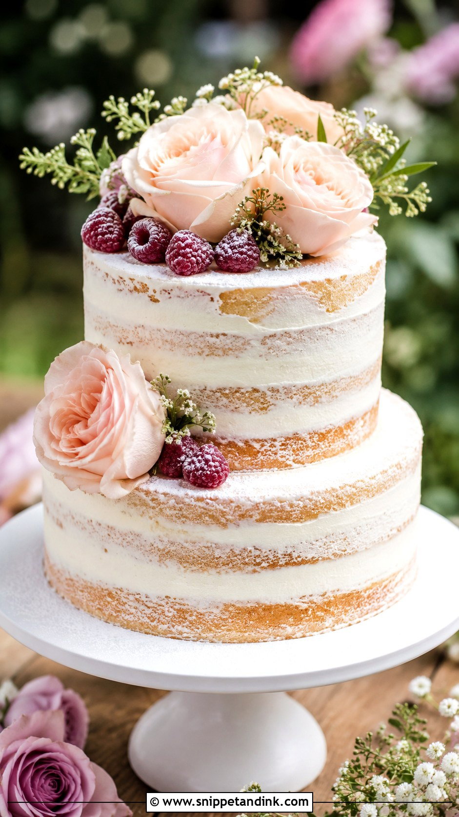 Semi Naked Wedding Cake - Snippet and Ink - 20 Easy Wedding Cake Designs