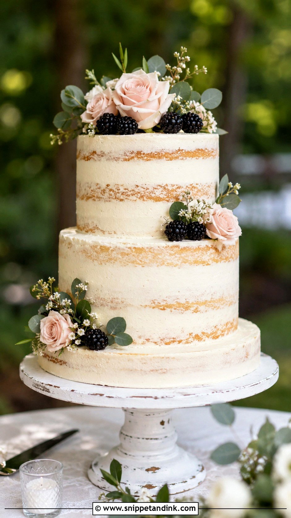 Semi Naked Wedding Cake - Snippet and Ink - 20 Wedding Cake Decoration Ideas