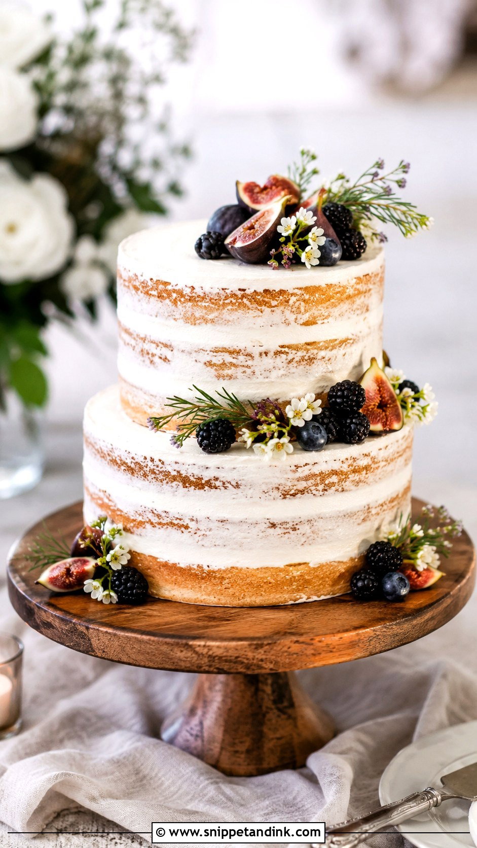 Semi Naked Wedding Cake - Snippet and Ink - 20 Easy Wedding Cake Decorating Ideas