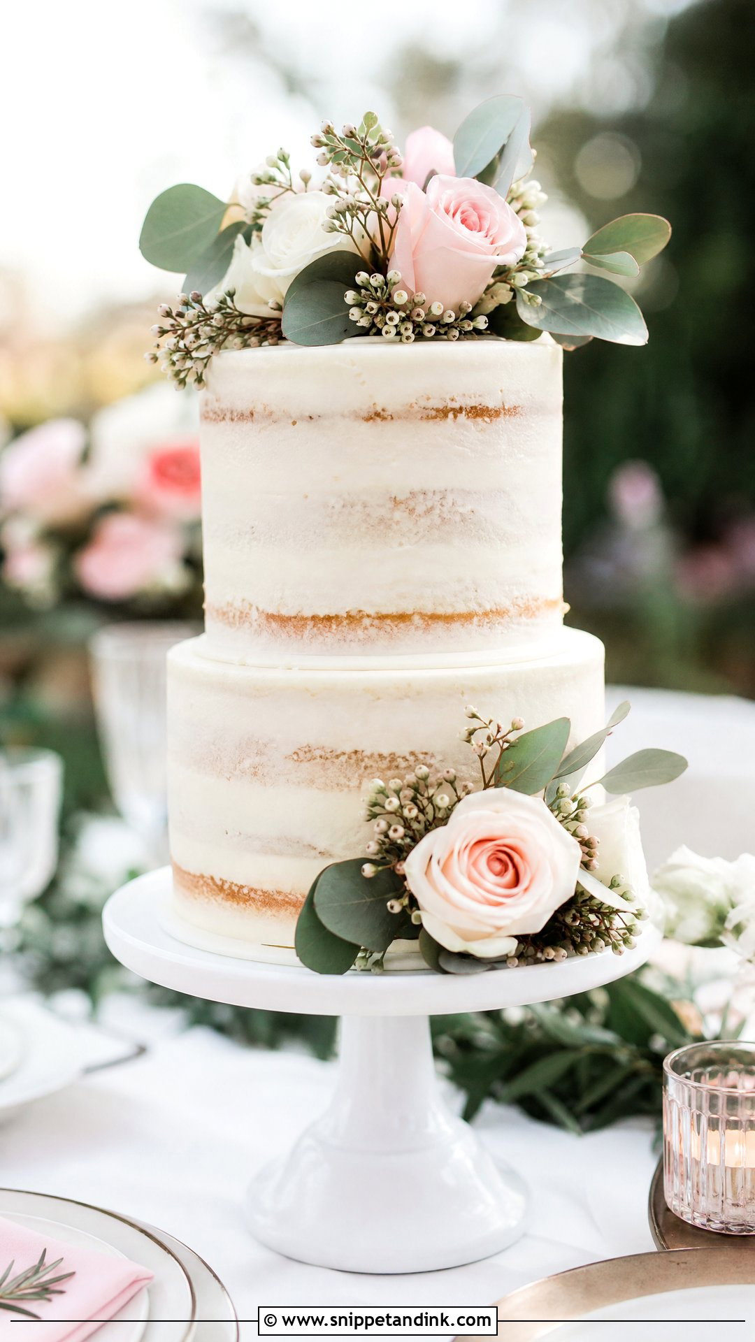 Semi Naked Wedding Cake - Snippet and Ink - 25 Naked Wedding Cakes