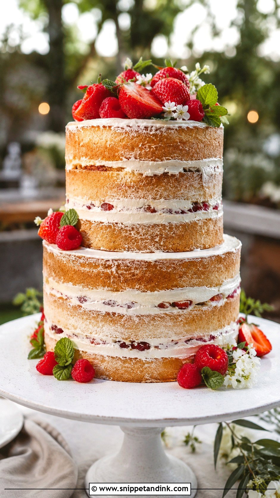 Semi Naked Wedding Cake - Snippet and Ink - 25 Outdoor Wedding Cake Ideas