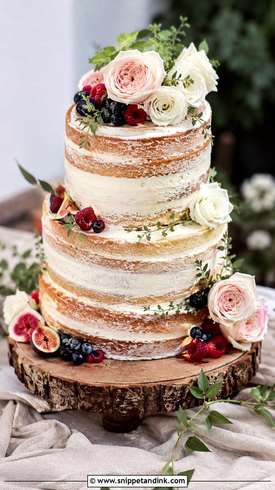 Semi Naked Wedding Cake - Snippet and Ink - 20 Garden Wedding Cake Ideas