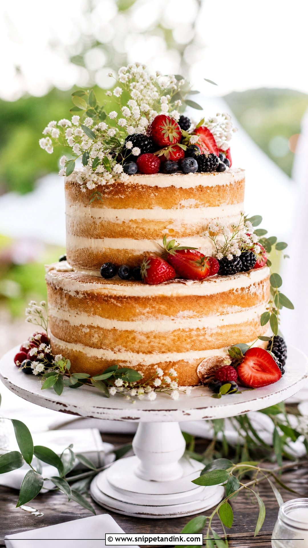 Semi Naked Wedding Cake - Snippet and Ink - 20 Minimal Wedding Cake Ideas