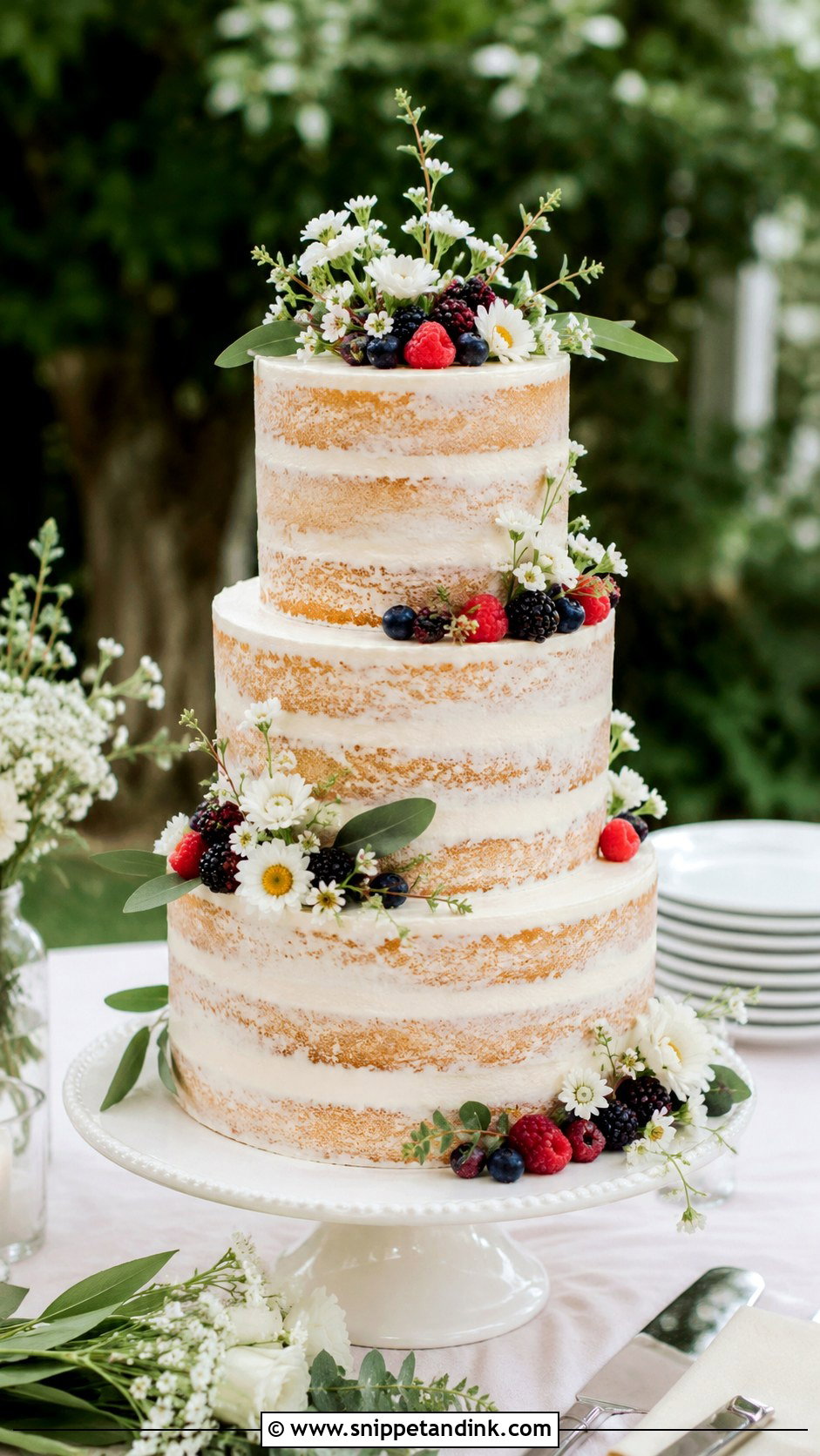 Semi Naked Wedding Cake - Snippet and Ink - 20 Minimalist Wedding Cake Designs