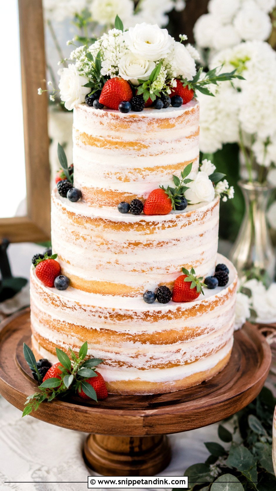Semi Naked Wedding Cake - Snippet and Ink - 20 Non Fondant Wedding Cakes