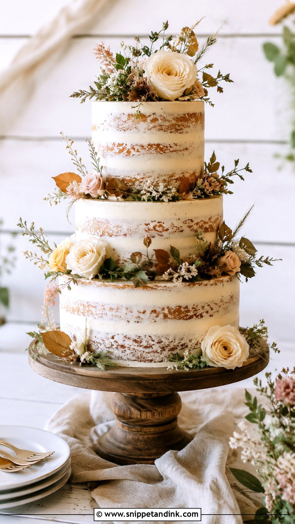 Semi Naked Wedding Cake With Artificial Flowers - Snippet and Ink - 20 Wedding Cake Ideas with Artificial Flowers