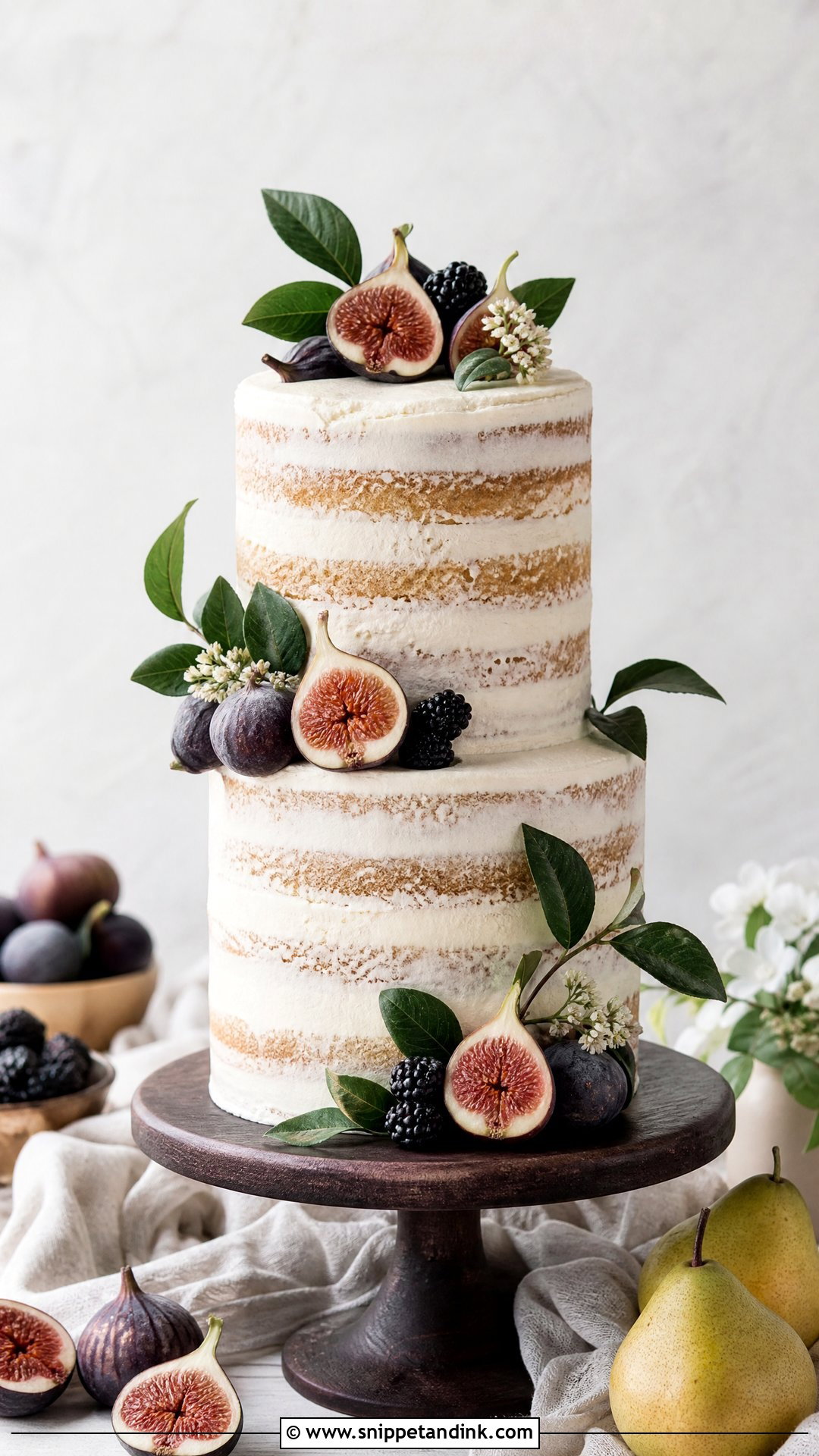 Semi Naked Wedding Cake With Figs - Snippet and Ink - 20 Semi Naked Wedding Cake Ideas