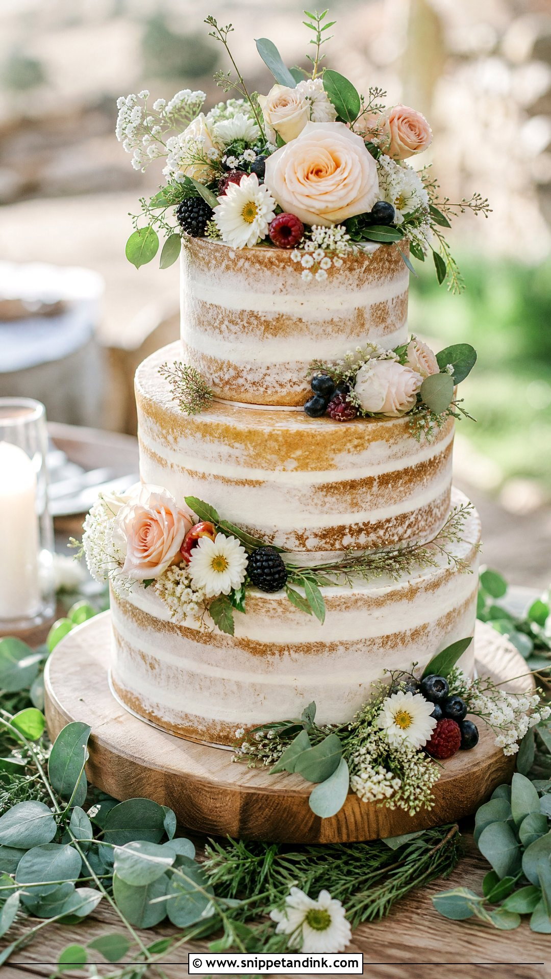 Semi Naked Wedding Cake With Flowers - Snippet and Ink - 20 Wedding Cake with Flowers