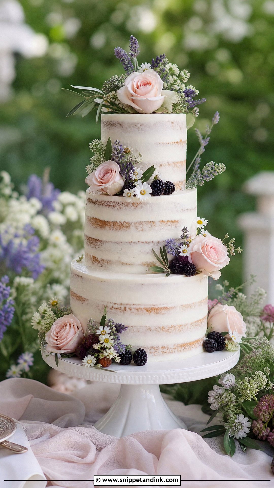 Semi Naked Wedding Cake With Flowers - Snippet and Ink - 35 Cakes with Flowers for Wedding