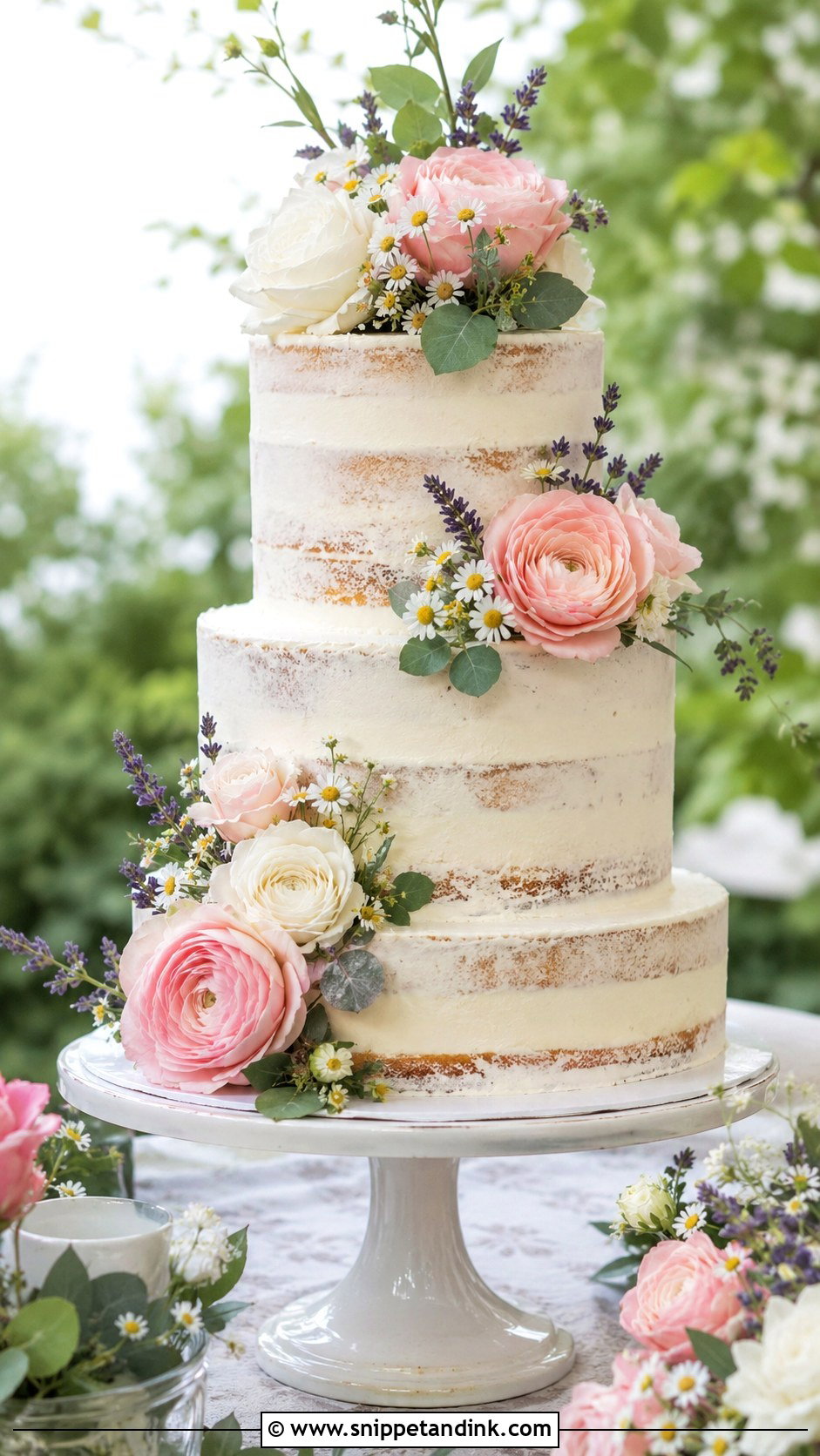 Semi Naked Wedding Cake With Flowers - Snippet and Ink - 20 Simple Flower Cake Ideas for Wedding