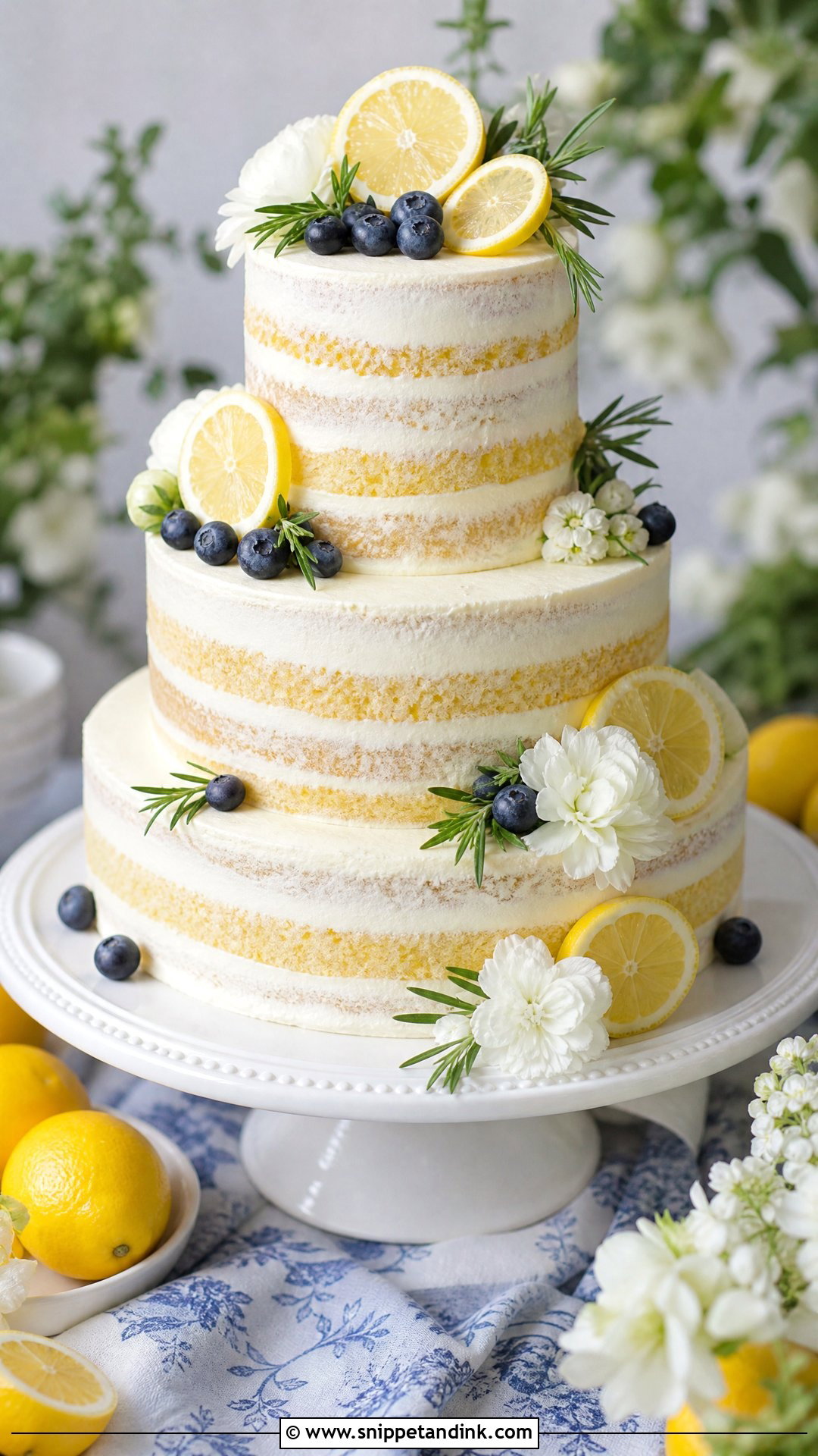 Semi Naked Wedding Cake With Lemon - Snippet and Ink - 20 Semi Naked Wedding Cake Ideas