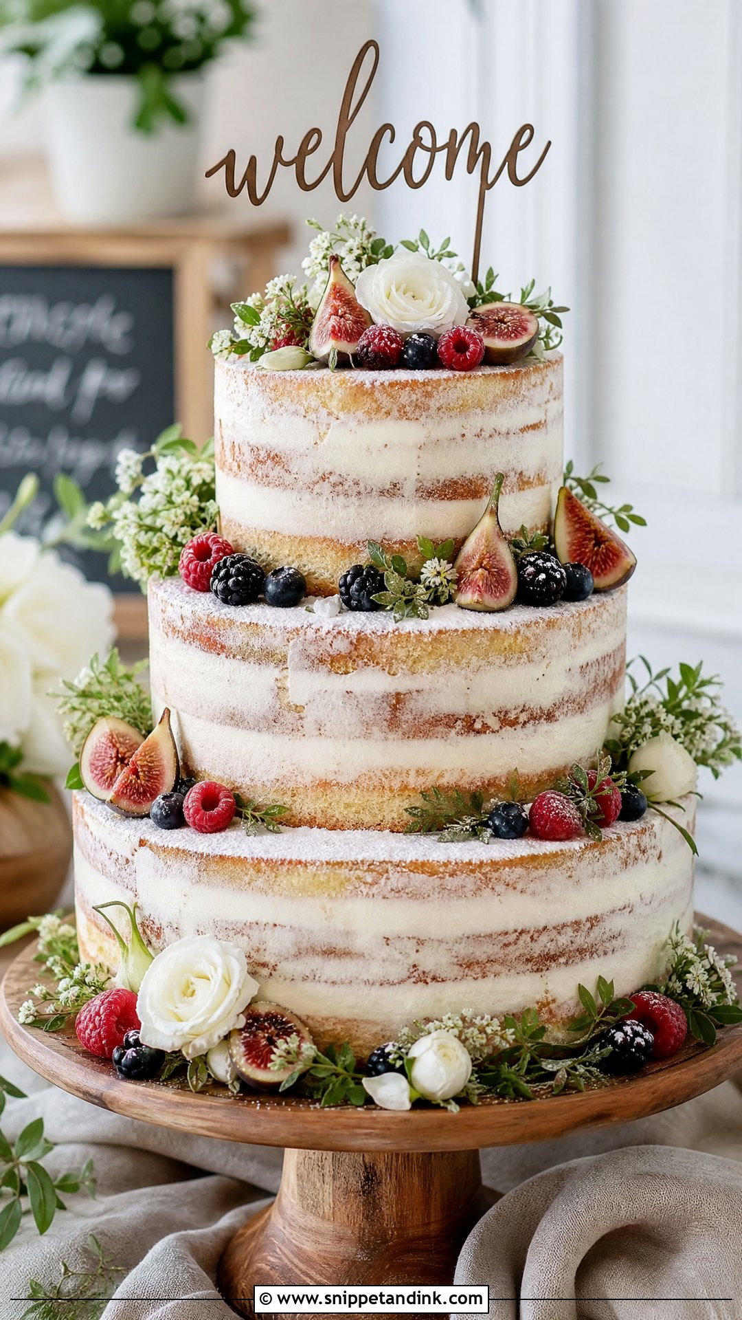 Semi Naked Welcome Wedding Cake - Snippet and Ink - 30 Welcome Cake Ideas for Wedding