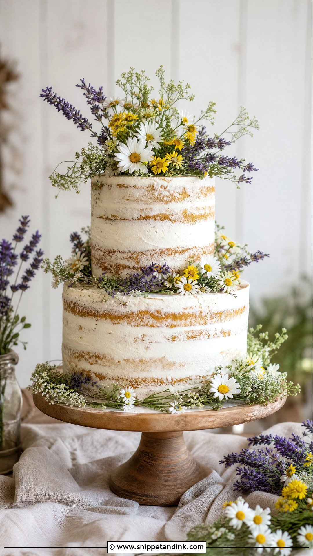 Semi Naked Wildflower Wedding Cake - Snippet and Ink - 20 Wildflower Cakes for Wedding