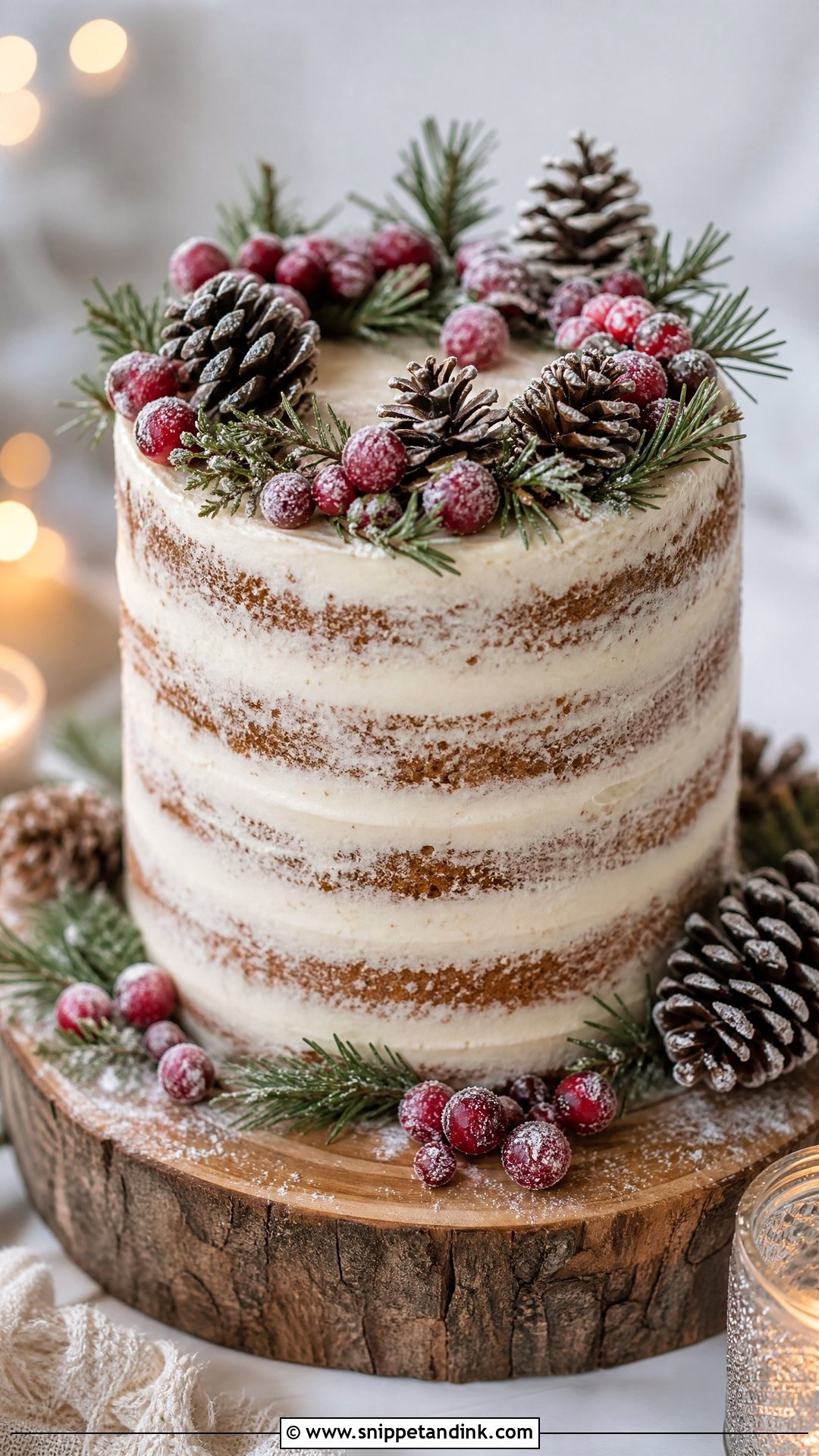Semi Naked Winter Wedding Cake - Snippet and Ink - 20 Winter Wedding Cake Ideas