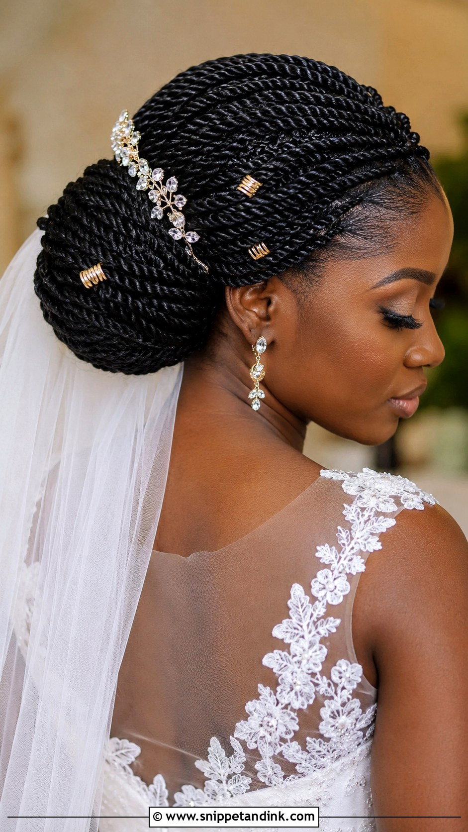Senegalese Twist Bridal Bun - Snippet and Ink - 20 African Bridal Hairstyles Natural Hair Brides