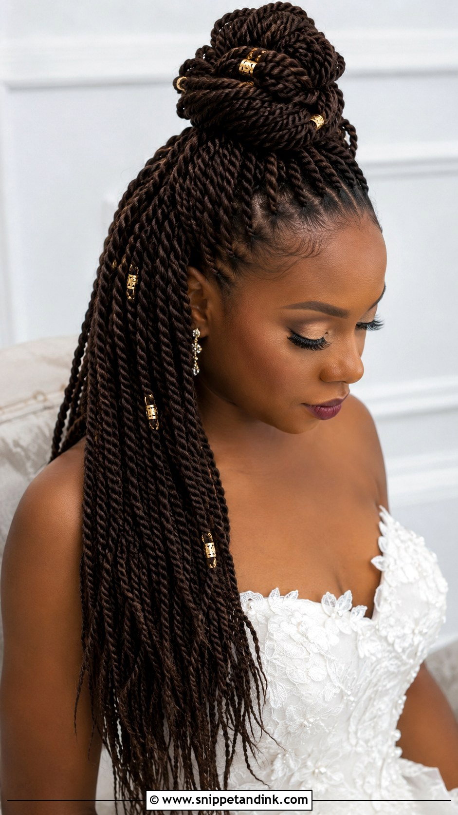 Senegalese Twist Half Bun - Snippet and Ink - 25 Bridal Hairstyles Black Women