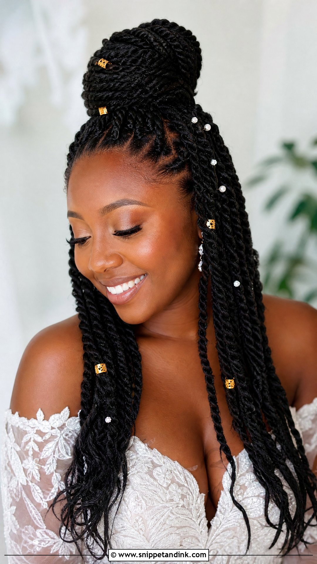 Senegalese Twists Half Bun - Snippet and Ink - 20 Black Bridal Hair Ideas