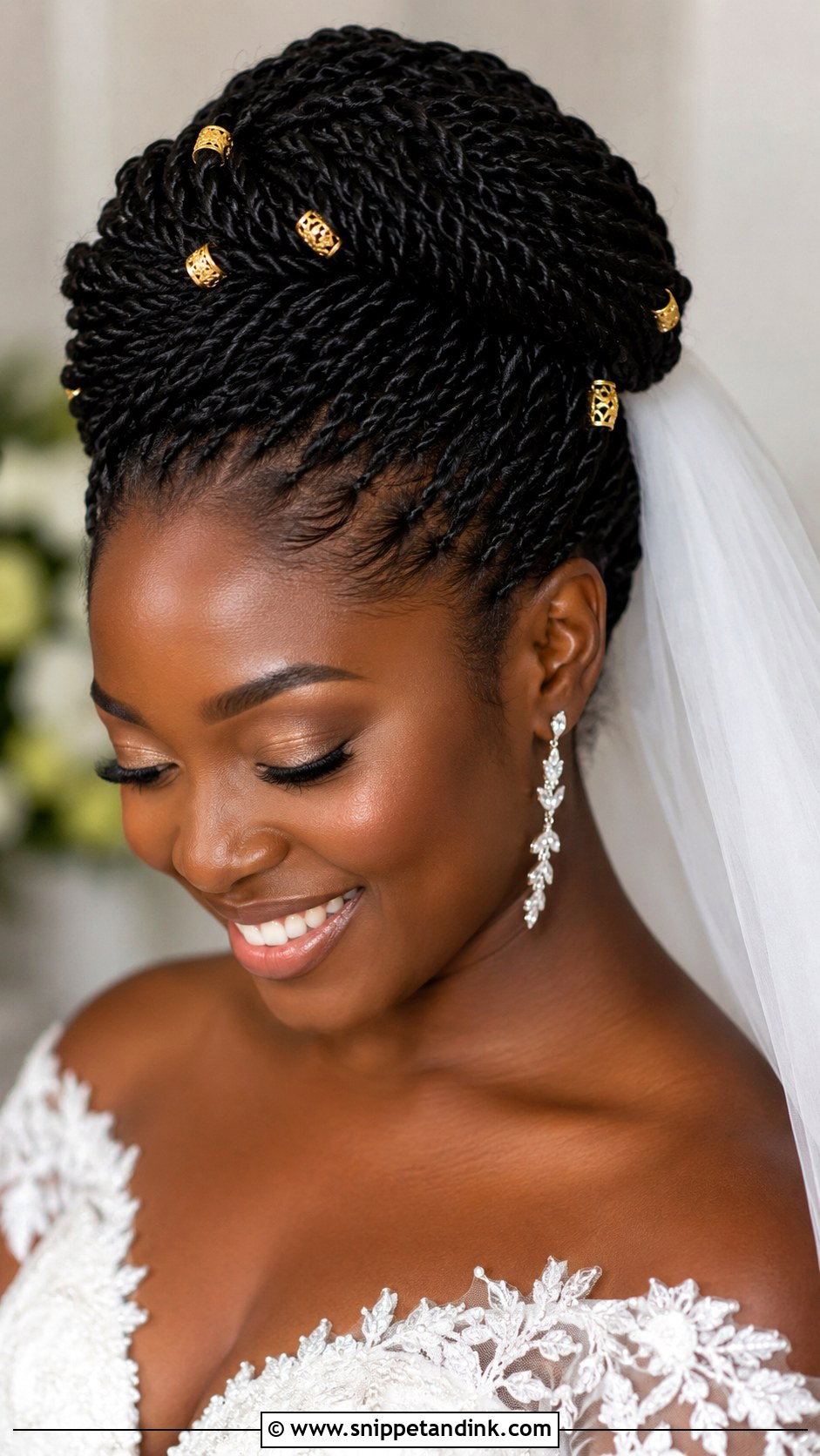 Senegalese Twists Updo - Snippet and Ink - 25 Black Hair Wedding Styles
