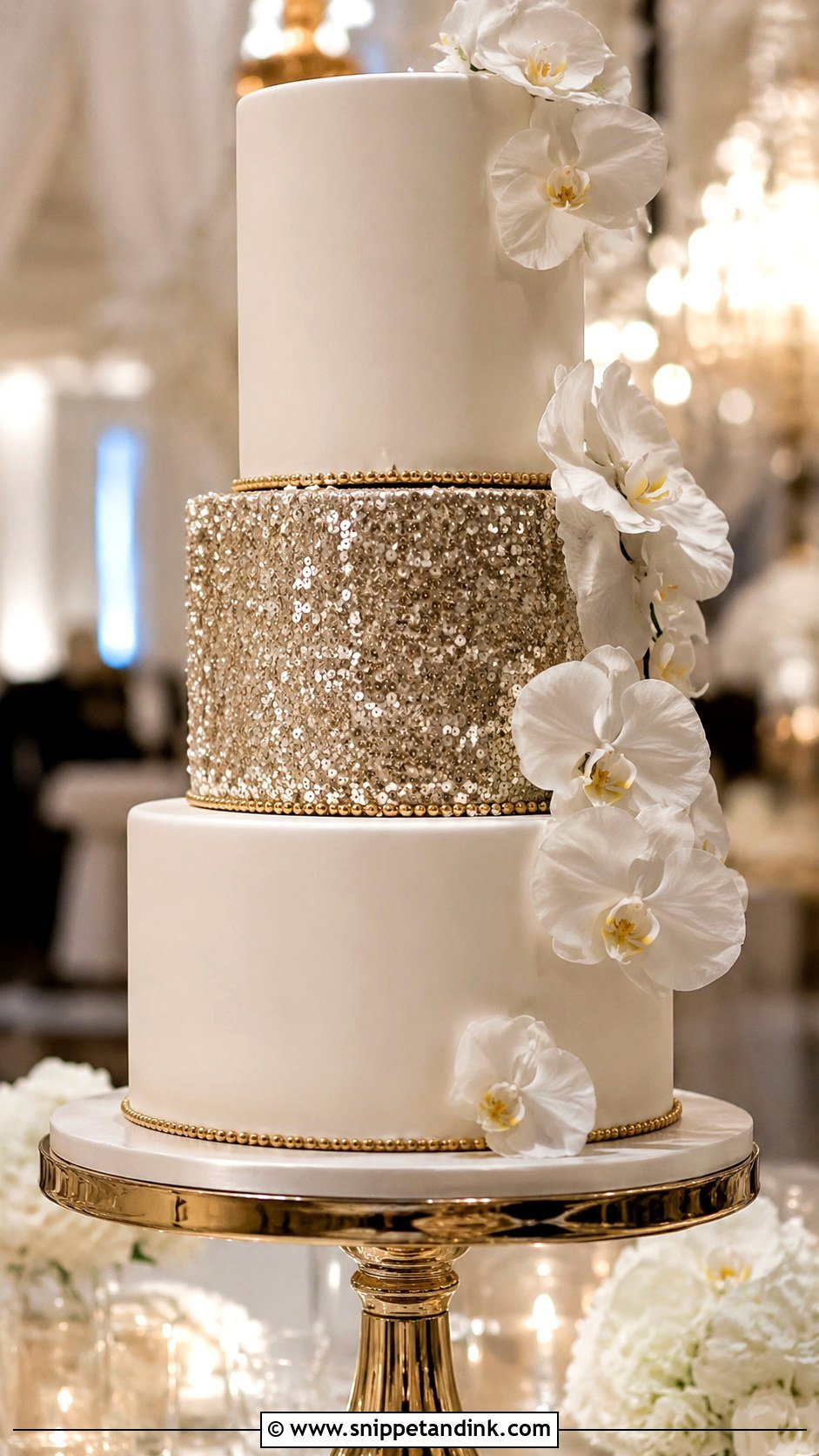 Sequin Wedding Cake - Snippet and Ink - 20 Glitz and Glam Cake Ideas for Wedding