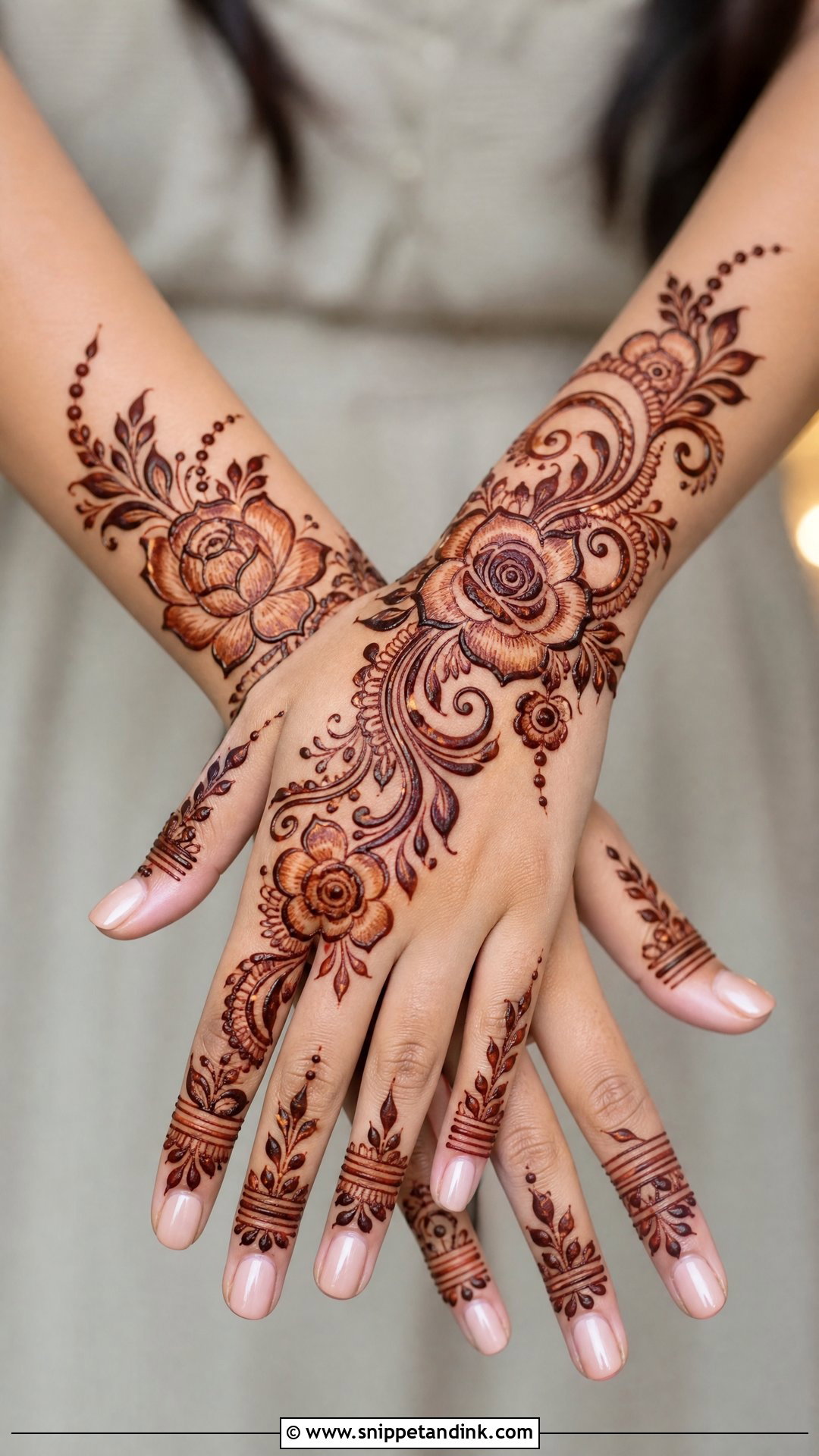 Shaded Bridal Back Hand Mehndi Design - Snippet and Ink - 25 New Bridal Back Hand Mehndi Designs