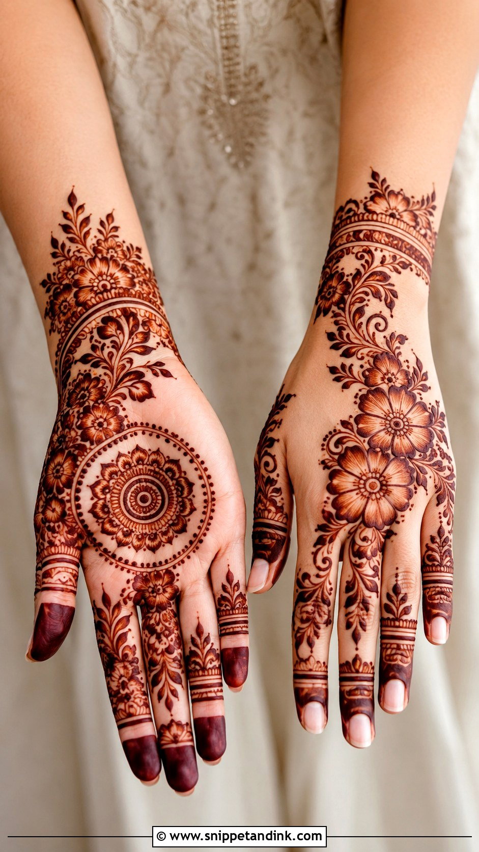 Shaded Engagement Mehndi Design - Snippet and Ink - 30 Engagement Mehndi Designs for Bride