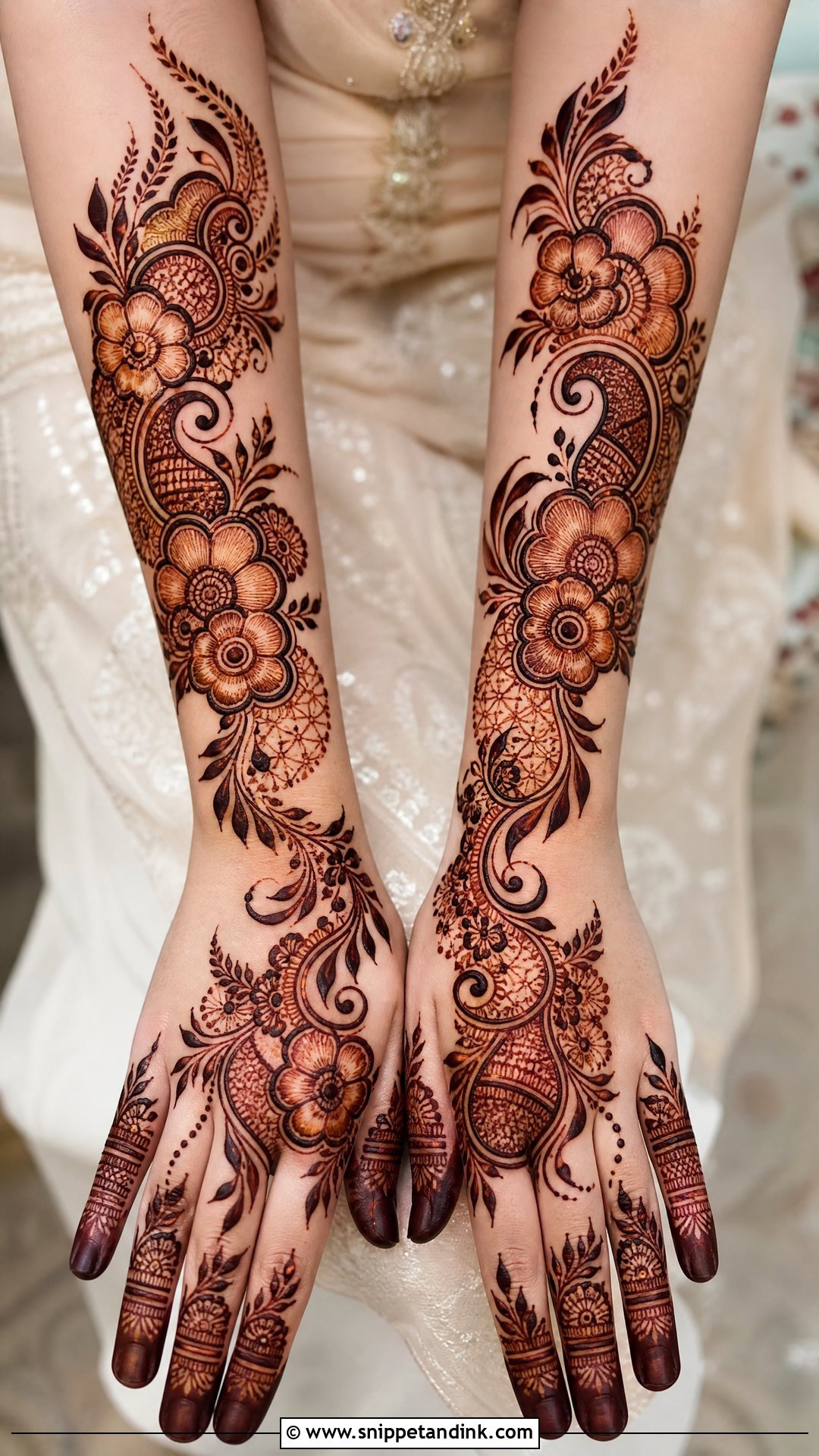 Shaded Muslim Bridal Mehndi Design - Snippet and Ink - 30 Unique Muslim Bridal Mehndi Designs