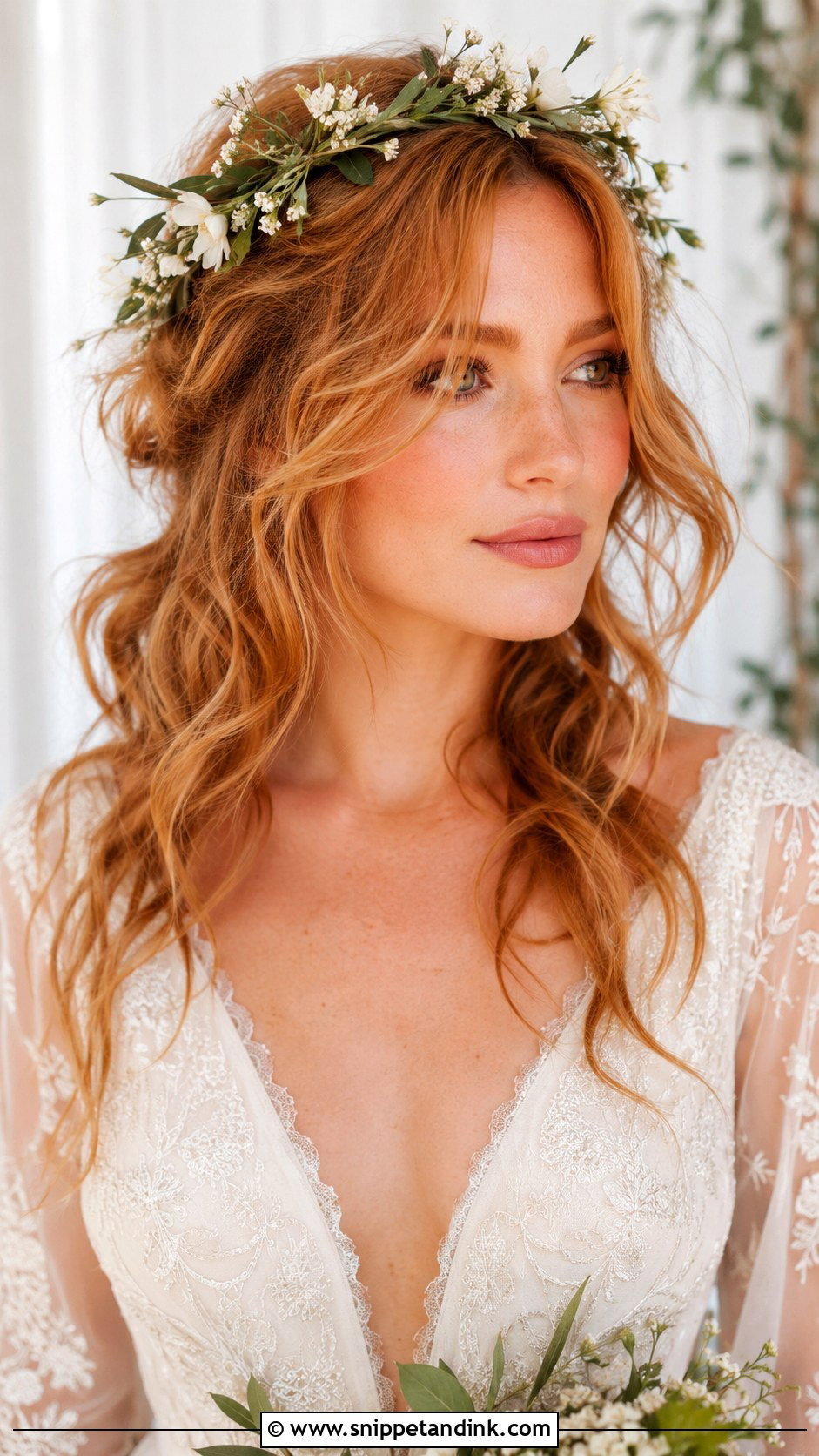Shag Wedding Hairstyle With Flower Crown - Snippet and Ink - 15 Shag Wedding Hairstyles