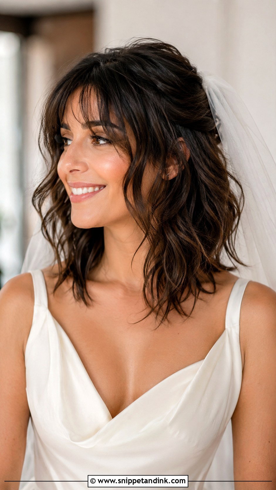 Shag Wedding Hairstyle With Veil - Snippet and Ink - 15 Shag Wedding Hairstyles
