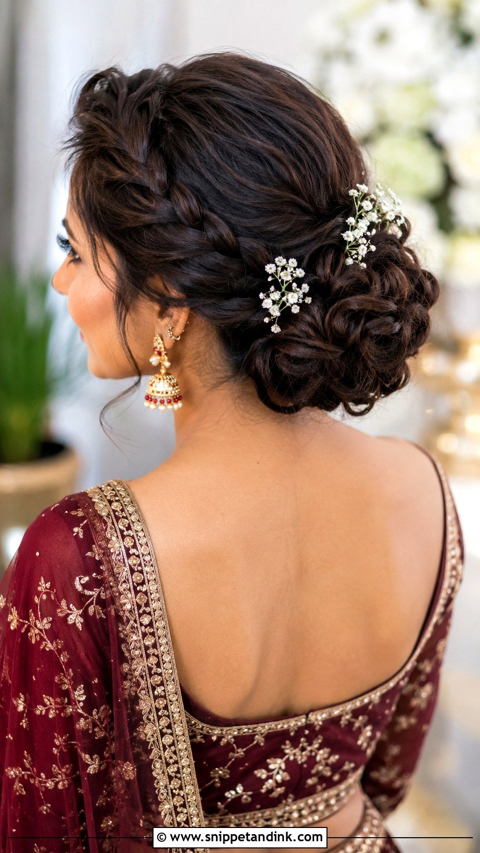 Sharara Braided Bun - Snippet and Ink - 15 Hairstyle on Sharara Indian Weddings Ideas