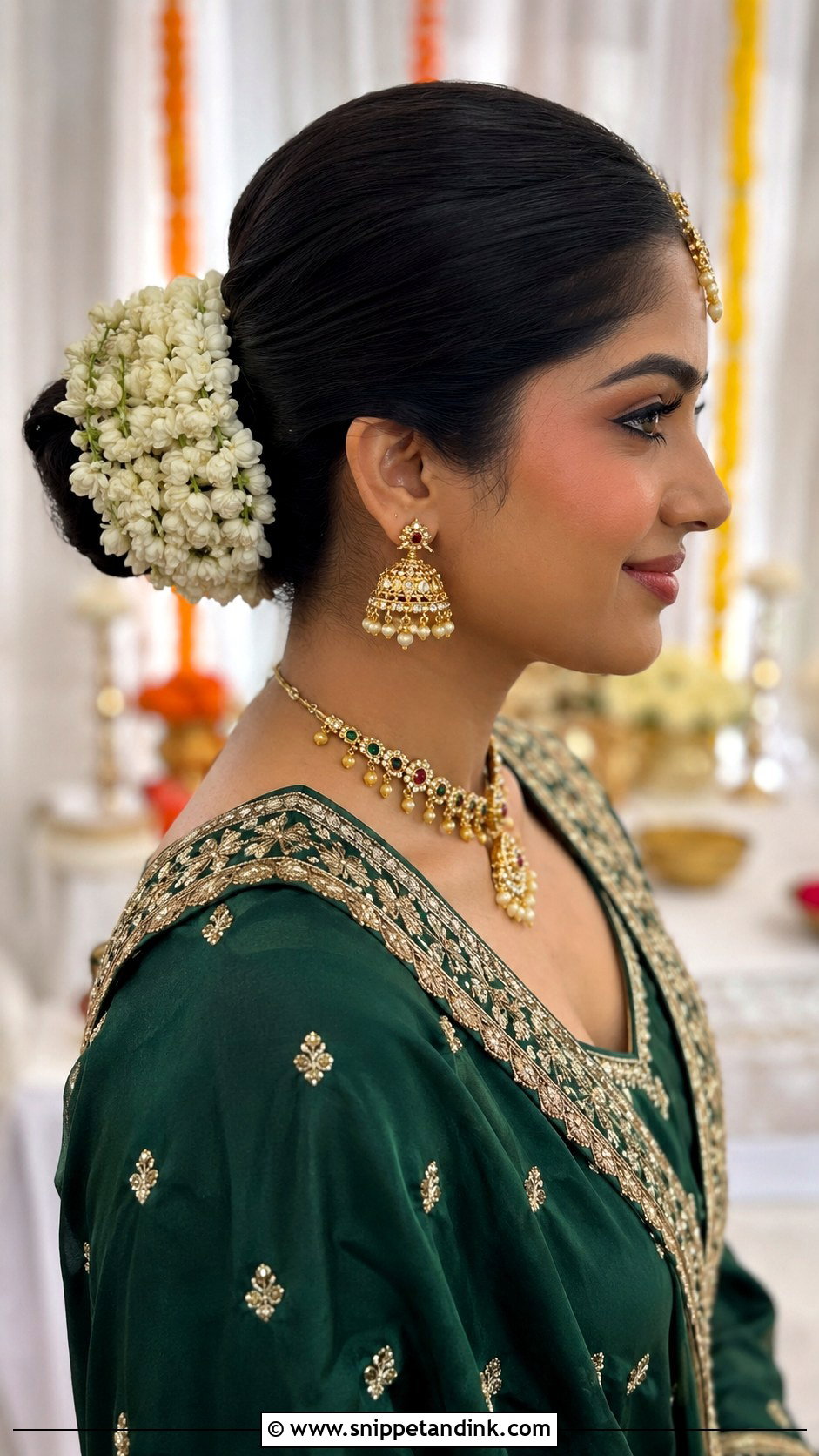 Sharara Gajra Bun - Snippet and Ink - 15 Hairstyle on Sharara Indian Weddings Ideas