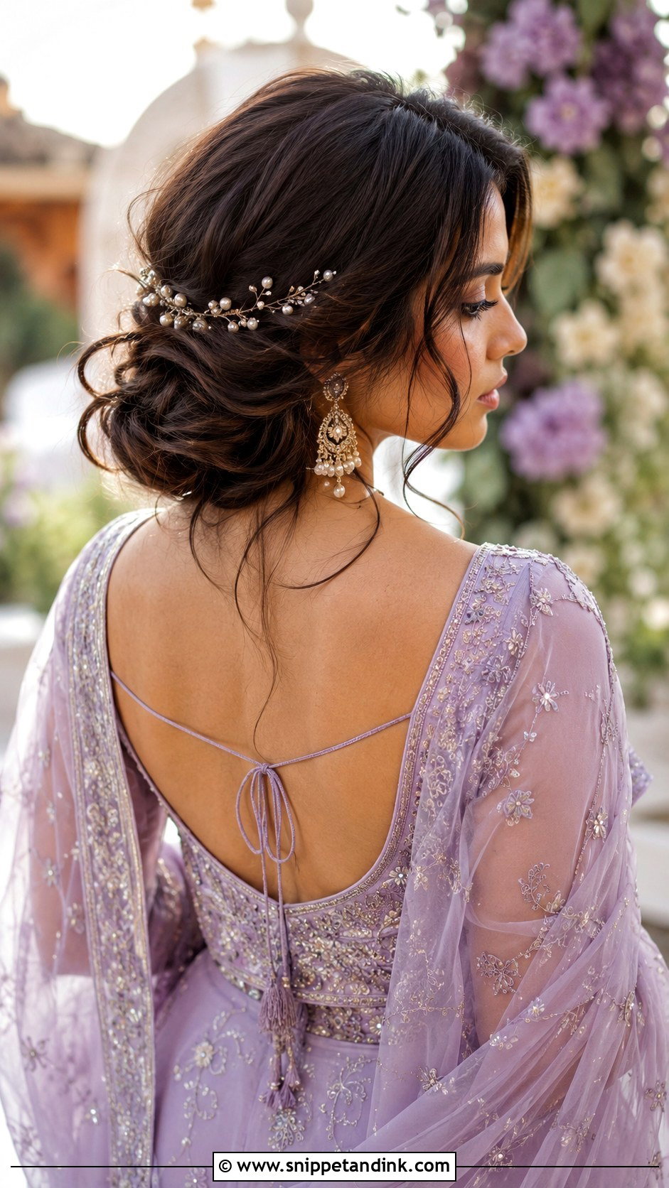 Sharara Messy Low Bun - Snippet and Ink - 15 Hairstyle on Sharara Indian Weddings Ideas