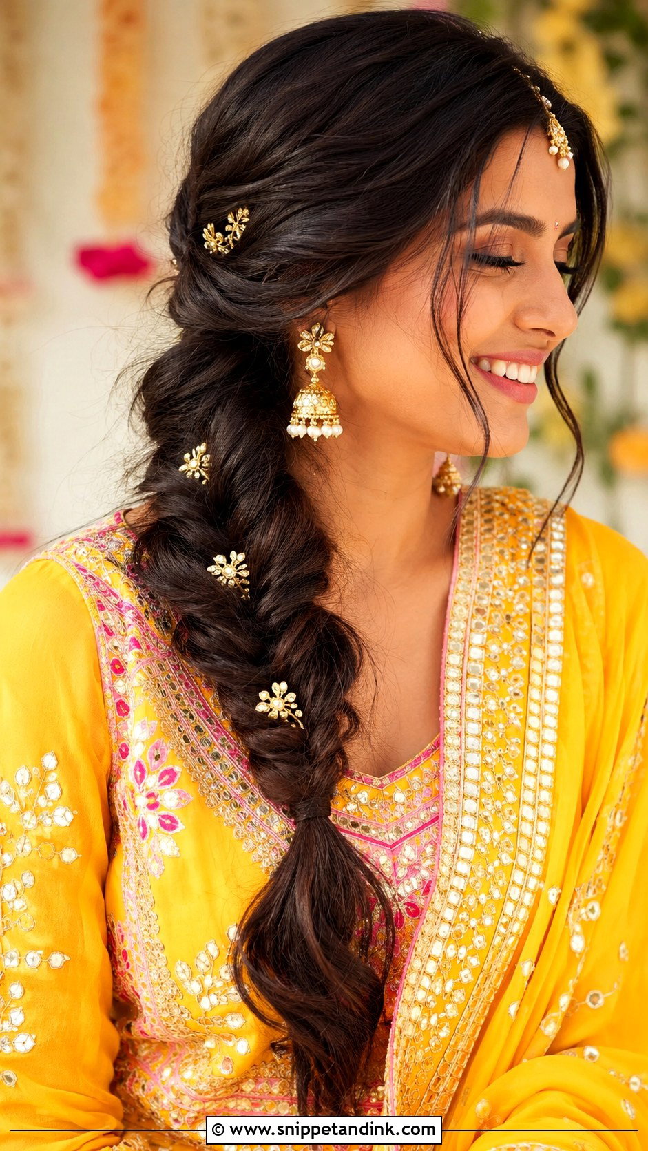 Sharara Side Braid Hairstyle - Snippet and Ink - 15 Hairstyle on Sharara Indian Weddings Ideas