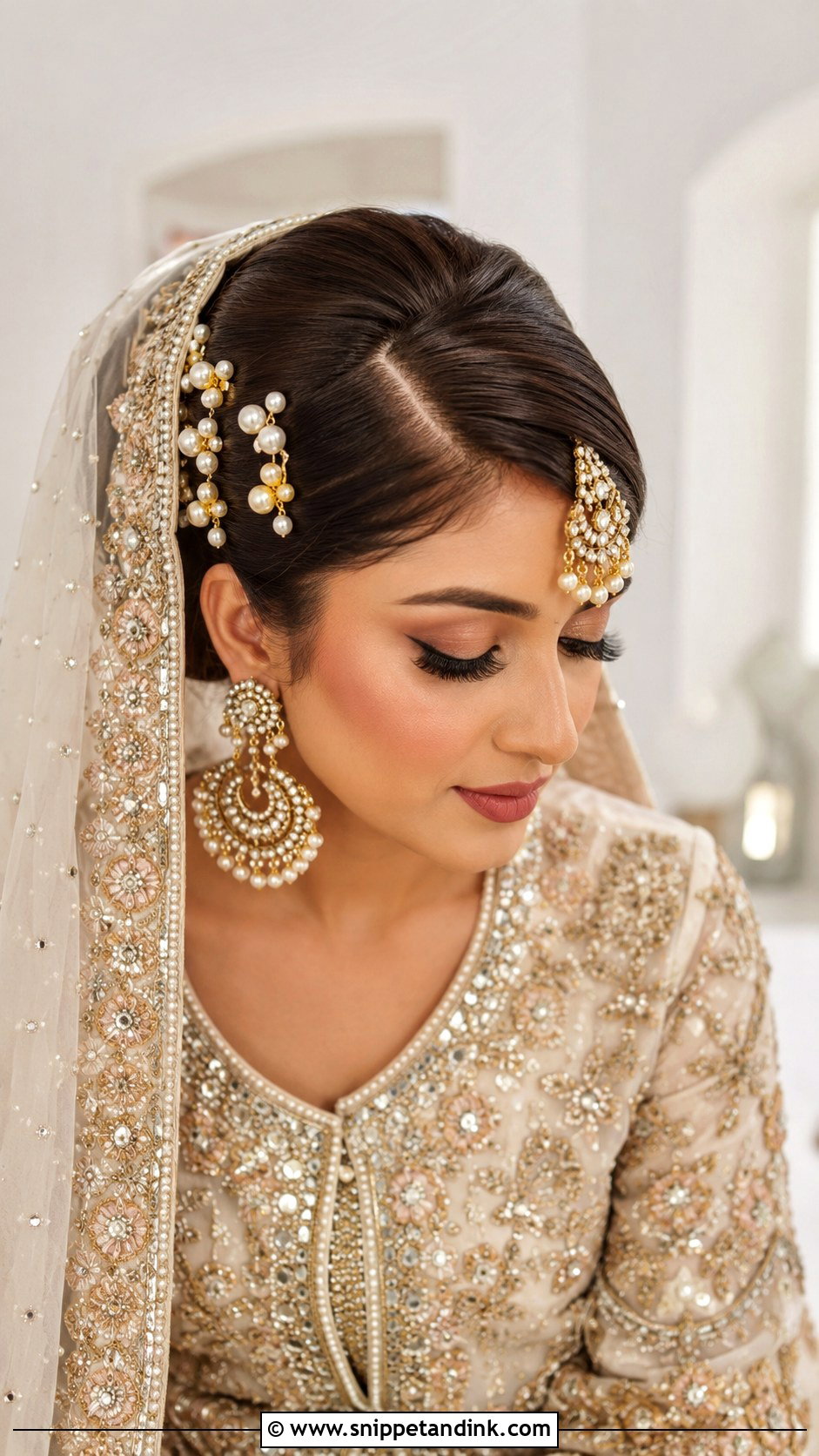 Sharara Side Partition Bun - Snippet and Ink - 15 Hairstyle on Sharara Indian Weddings Ideas